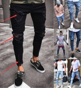 Fashion Men039s Jeans skinny déchirés détruits en denim slim slim Pant974557
