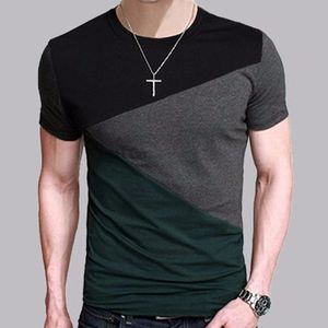 Mode Hommes 2018 Version Coréenne À Manches Courtes Nouvelle Marque Patchwork T-shirt O-cou Hommes T-shirt Drôle MaleT Chemises Grand