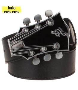 Fashion Mens Belt Metal Guitar Music Buckle Belts Retro Guitar Musical Instrument Hip Hop Taille Strap Taillband Novel Bells2416284