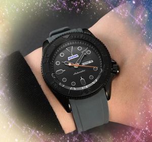 Fashion Mens Black Ceramic Case Watches 42 mm Business Casual Clock Japan Quartz Mouvement Colorful Rubber Strap Date Double Calendrier Temps Président Président Cadeaux