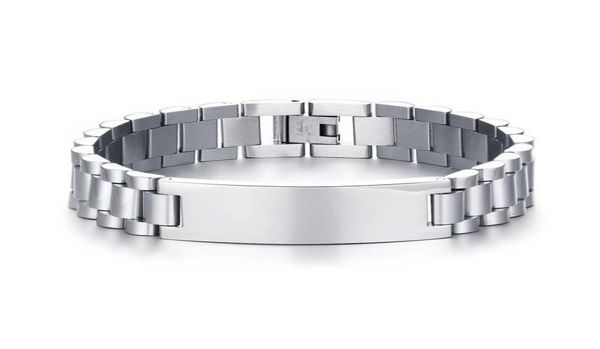 Bracelets pour hommes de mode en acier inoxydable fait Bracelet d'identification résistant aux rayures pour hommes brassard Pulsera Jewelr4642638