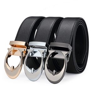 Mode hommes affaires ceintures boucle de lissage Double face utilisation ceintures en cuir véritable pour hommes taille ceinture boîte livraison gratuite