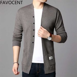 Mode Hommes Cardigan Vestes Manteaux Streetwear Tendance Coupe-Vent Automne Pardessus Casual Pull Veste Hommes Vêtements Noir 211018