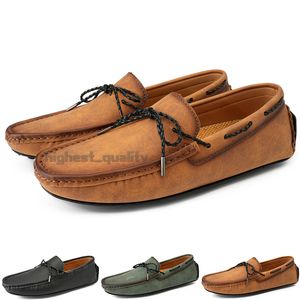 Moda para hombre Zapatos casuales Conducir Cómodo Transpirable Diario Hombres Cuero Exfoliante Cien Ocio Negro Resbalón en hombre Lazy Cubrezapatillas Zapatillas Jogging Caminar Zapato A100