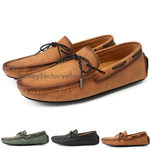 Fashion Heren Casual schoenen rijden comfortabel ademende dagelijkse mannen lederen scrub honderd vrije tijd zwarte slip op man luie overschaduwing sneakers jogging wandelschoen b0181