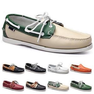 Mode Hommes Casual Chaussures Type512 Cuir Style britannique Noir Blanc Marron Vert Jaune Rouge Extérieur Confortable Respirant Chaussures Zapatos Schuhe Baskets