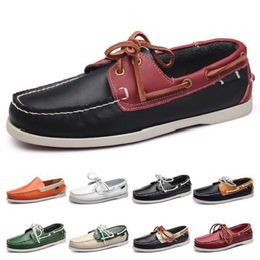 Mode Mens Casual Schoenen Type66 Lederen Britse stijl Zwart Wit Bruin Groen Geel Rood Outdoor Comfortabel Ademend Chaussures Zapatos Schuhe Trainers