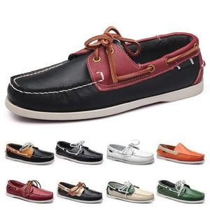 Mode Heren Casual schoenen type80 leer Britse stijl zwart wit bruin groen geel rood outdoor comfortabel ademend Chaussures Zapatos schuhe trainers