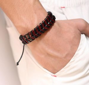 Mode Heren Charme Lederen Manchet Armband Handgemaakte Gevlochten Sieraden Ontwerp Hip Hop Rock Punk Mannen Zwart Bruin Armbanden Voor Geschenken1321382