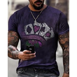 Fashion Mens Vêtements surdimensionnés TEE Y2K POKER DIRECTEUR DES RHINESTONE COURT CORD TOP STREAT STREET T-shirts de haute qualité 240529