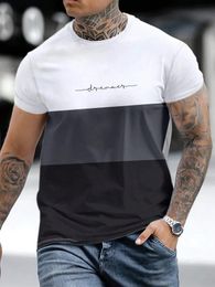 Fashion Mens Color Block LETTER IMPRIMÉ TSHIRT HARAJUKU TE-shirt à manches courtes Tops ONECK ONCOST CASCOR