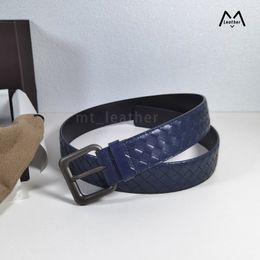 Cinturón de diseñador de moda para hombre Lujo de alta calidad Tejido a mano puro Cuero genuino Hebilla de aguja negra Cinturones de ocio Ancho 4.0 cm con caja al por mayor