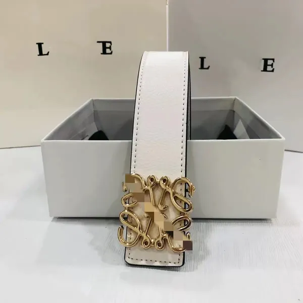 Fashion Mens Designer Belt Luxury Loewe Belt Gold Pattern Soultes imprimées Leash Buckle Buckle Leash Accessories 454