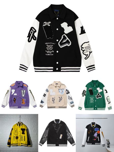 Mode Hommes Designer En Cuir Veste De Baseball Varsity Bomber Vestes Casual Crème Blanc Lapin Varsity Letterman College Veste Hommes Manteau D'extérieur Taille M-2XL DR94