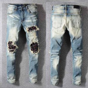 Fashion-mens Designer Prayer Jeans Lettre de pantalon de jean blanc imprimé pour le club de mode pour hommes
