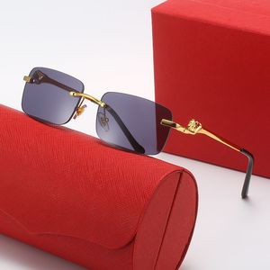 Diseñador de moda para hombre Gafas de sol para mujer Gafas carti sin montura Diseño de textura de metal Té dorado Hojas grises Gafas graduadas personalizables elegantes con caja