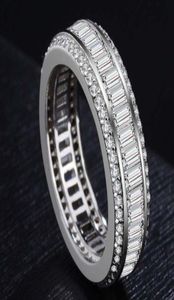 Fashion Mens Elegant Three Rows Diamondendencusted Imitation Diamond Women039s Ring Delate Wedding Gift Silver Placing Bijoux5401603