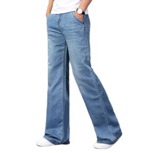 Pantalones vaqueros acampanados con corte de bota para hombre a la moda, pantalones de pierna grande, ropa holgada de talla grande, pantalones vaqueros azules clásicos1