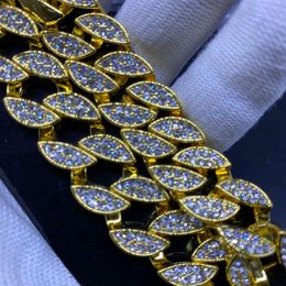 Mode hommes or Cuba chaîne hip hop rappeurs collier colle diamants bijoux305U