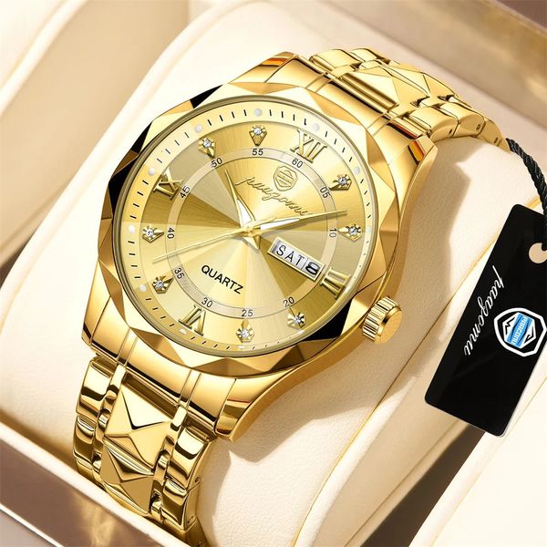 Fashion Mens Gold en acier inoxydable montres luxe minimaliste quartz poignet de poignet des hommes