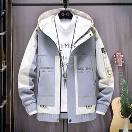 Mode hommes veste à capuche japonais Streetwear automne hiver hommes à capuche vêtements d'extérieur manteau Patchwork lettre s