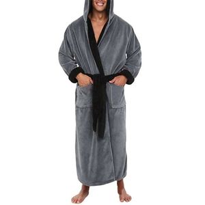 Fashion Mens Hooded Super Soft Cozy Luxury Bathrobe Cloak Soft Dressing Town Bad Robe 210901