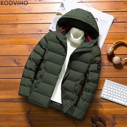 Mode- Mens Jassen Winter Parka Puffer Coat Plus Size Mannen Warm Puffy Jacket Casual Wear Gewatteerd Uitkleding Army Groen Gewatteerd 6XL 7XL 8XL