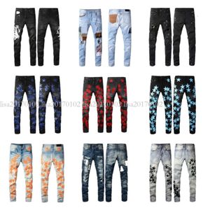 Fashion Mens Jeans Cool Style Designer Denim Pant Ripped Ripped Biker Black Blue Jean Slim Fit Motorcycle