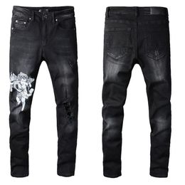 Moda Uomo Jeans Cool Style Luxury Designer Denim Pant Distressed Strappato Biker Nero Blu Jean Slim Fit Moto Taglia 28-40251q