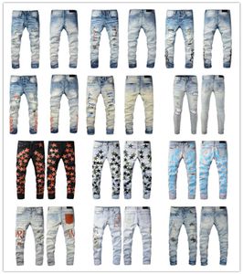 Fashion Mens Jeans Cool Style Luxury Designer Denim Pant Disted Ripped Biker Black Blue Jean Slim Fit Motorcycle Taille 28405433114