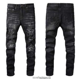 Jeans pour hommes pantalons capri cool Designer de luxe Denim Pant Distressed Ripped Biker Noir Bleu Jean Slim Fit Moto Taille 28-40