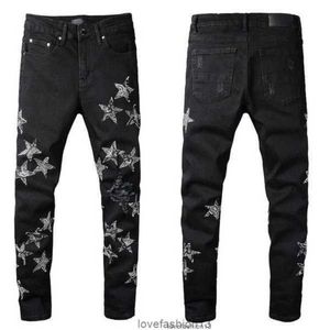 Mens jeans mode-stijl luxe ontwerper denim pant benkeurde scheurde fietser zwart blauw Jean Slim Fit motorfiets maat 28-40