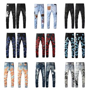 Mode Hommes Jeans Cool Style Luxe Designer Denim Pantalon En Détresse Ripped Biker Noir Bleu Jean Slim Fit Moto