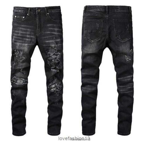 Jeans para hombre Pantalones capri frescos Diseñador de lujo Pantalón de mezclilla desgastado Motorista rasgado Negro Azul Jean Slim Fit Tamaño de la motocicleta 28-40