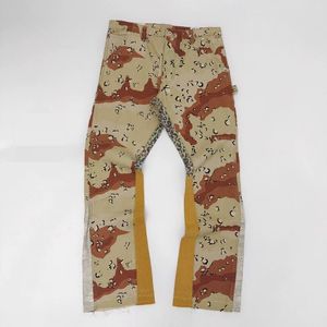 Modeheren jeans kaki woestijn camouflage luipaard patchwork micro wijd uitlopende broek overalls mannen vrouwen