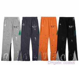 Mode Hommes Jeans Pantalons Galeries Pantalons De Survêtement Dept Moucheté Lettre Imprimer Hommes Femmes Couple Lâche Polyvalent Décontracté Droite Graffiti Orange Gris