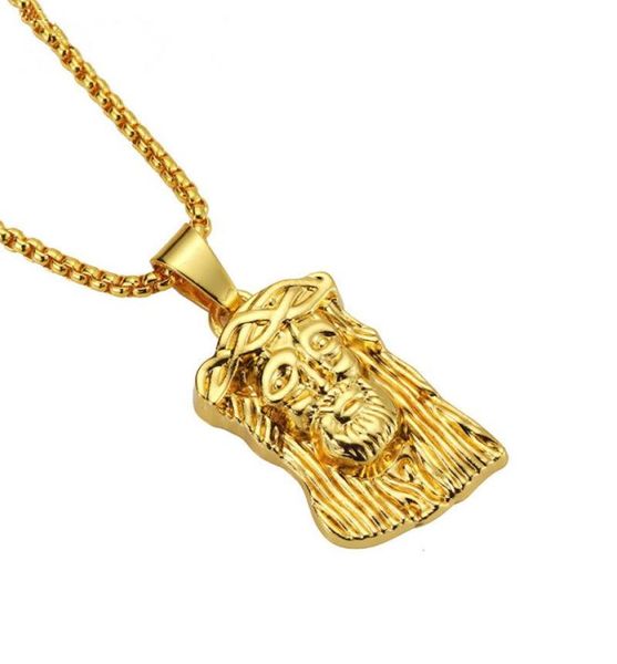 Fashion Mens Jesus Piece Pendants Colliers Conception pour micro-rock rap Hip Hop Gold Jewelry 75cm Long Chains Men Collier Collier Cadeaux 9127830