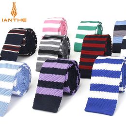 Mode hommes tricot cravates coloré nouveau 6 cm mince tricoté maigre cravates pour hommes fête mariage mâle cravate cravate Cravat Corbatas276H