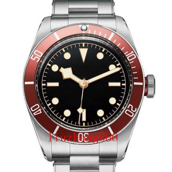 Moda para hombre l Movimiento automático Hombres mecánicos Relojes de pulsera Bisel rojo Dial negro ROTOR MONTRES Cierre sólido Geneve Relojes hombre Wa3148