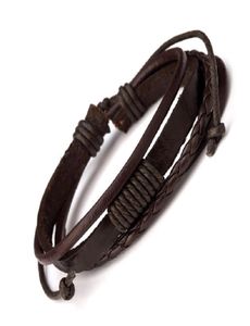 Bracelets de charme en cuir pour hommes de mode Design fait à la main Bijoux Hip Hop Punk Remplissage Pièces Noir Marron Designer Bracelet Tressé pour 6022761