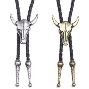 Mode Heren Lederen Koe Hoofd Bolo Tie Ketting Sieraden Retro Western Cowboy Heren Geschenken Stropdas Mannen Accessoires248Q