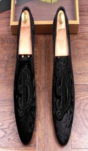 Modeheren Loafers Flat Heel Velvet Formele pak Dress Shoes Heren Flats Driving Loafers8489779