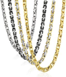 Chaînes de collier pour hommes Fashion Lien Boîte byzantine Colliers de chaîne en acier inoxydable pour hommes 4 mm6mm8mm3632728
