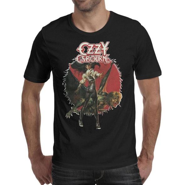 Fashion Mens Ozzy Osbourne The Ultimate Sin Black Round Neck Tamish Camisetas Vintage Algodón Bat Art Cross Bark at Moon Black Sabbat4247530