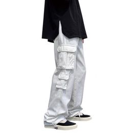 Moda para hombre Pantalones Estilos sueltos Pantalones Hombres Ropa de calle Pantalones anchos Negro / Blanco Hip-Hop Pierna recta Bolsillo Casual Marca para hombre