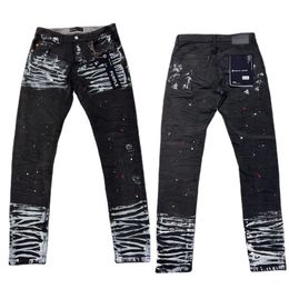 Mode Heren Plus Size Denim Broek met Gescheurde Gaten Ideaal voor Urban Casual Gewassen Schilderstijlen Jeans Broeken Skinny Fit