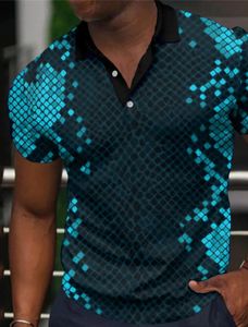 Mode heren poloshirt golfshirt geruit turndown 3D-print straat dagelijks korte mouw 3D button-down kleding ademende kleding 240320