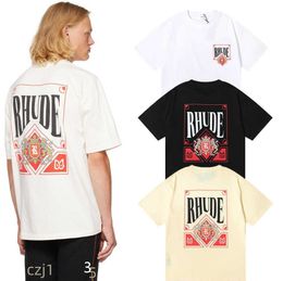 Fashion Mens Rhude Shirt Women Designers T-shirts Rhude T Tees Apparel Tops Man S Casual Letter Shirt Luxurys Clothing Shirt 3xl 4xl 1019