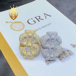 Modeheren ring Volledige diamant plave hiphop ijs uit luxe USD Sterling Silver 925 ringen VVS Moissanite Cubaan