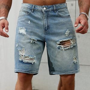 Modeheren gescheurd korte jeans merk kleding Bermuda zomer katoen shorts ademende denim streetwear shorts man 240429